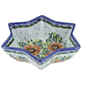 Blue Rose Polish Pottery 533 Vena Star Bowl - 1 of 2