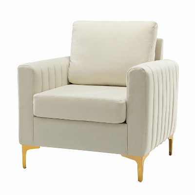 Iapygia Contemporary Tufted Wooden Upholstered Club Chair with Metal Legs  for Bedroom and Living Room Club Chair  | ARTFUL LIVING DESIGN
