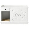 Farmhouse White Hidden Cat Litter Box Enclosure with Storage Drawer and Litter Mat, Multi-Use Side Table Cat Cabinet – The Pop Home - 4 of 4