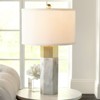 Possini Euro Design Modern Table Lamps 21" High Set of 2 Hexagonal Faux Marble and Gold Drum Shade for Living Room Family Bedroom Office - 2 of 4
