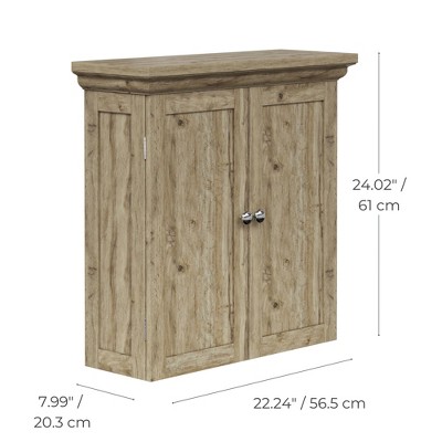 Light Oak Bathroom Wall Cabinet with Adjustable Shelves