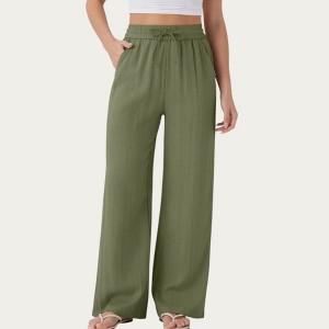 Anna-Kaci Women's High Waist Drawstring Lounge Pants with Wide Leg Silhouette Soft Relaxed Knit Fabric - 1 of 3