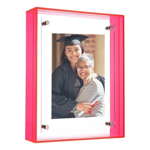 Unique Bargains Acrylic Wall Tabletop Display Floating Single Image Frame - 1 of 4