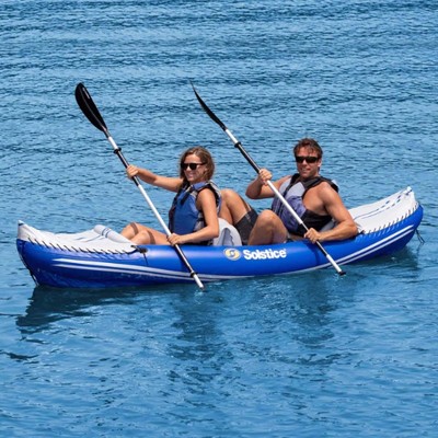 Solstice Blue and White Inflatable 2-Person Kayak with Adjustable Seats