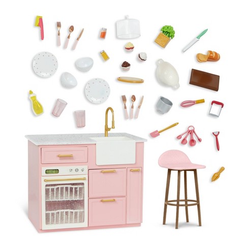 Our Generation Perfectly Fresh Mini Fridge & Play Food Accessory Set for  18 Dolls