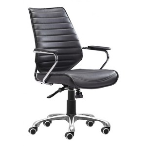 Low Back Office Chair 37.4–40.6"H Black – Faux Leather Upholstery & Chromed Steel Frame, Adjustable Swivel Office Chair By Zuo Modern - 1 of 4