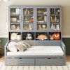 Twin Size Wooden Daybed with Glass-Door Storage Cabinets, Built-in LED Lighting and Shelves - 2 of 4