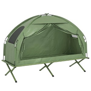 Outsunny Camping Tent Cot, Single Person Folding Cot Combo, Off-Ground Tent, Covered Outdoor Bed with Carry Bag for Hiking, Camping - 1 of 4