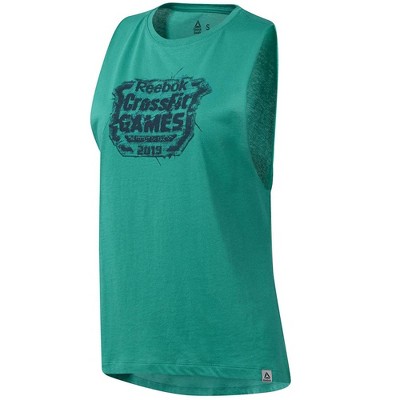 Reebok Womens Distressed CrossFit Games 2019 Muscle Tank Top, Green, Small