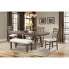Picket House Furnishings Dex 6pc Extendable Dining Table Set, 4 Ladder Side Chairs And Bench Upholstery Walnut Brown/ Cream - 2 of 4