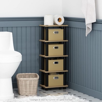 Furinno 5-Tier Multi-Functional Storage Shelves Display Rack Bookcase for Bathroom&Living room&Home office&Kitchen,Oak