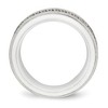 Black Bow Jewelry 8mm Stainless Steel, White Ceramic & CZ Ridged Standard Fit Band - 2 of 4