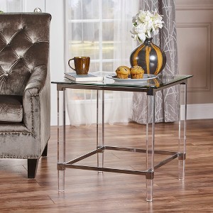 Side Table, Acrylic Tempered Glass End Table, Living Room Side Table, Small Night Stands, Square Bedside Table - 1 of 4