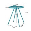 Kumasinova 21.7" Portable Side Table Outdoor End Table with Handle,Stainless Steel Outdoor Accent Poolside Table for Porch,Garden&Yard,Teal - 2 of 4