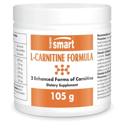 SuperSmart L-Carnitine Formula (Natural Lemon Flavor) - 2-in-1 with Acetyl L-Carnitine & L-Carnitine Tartrate Powder | Non-GMO & Gluten Free - 105 g