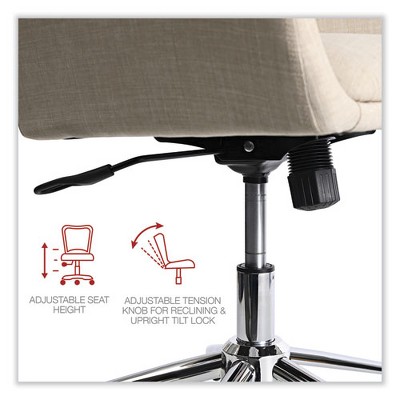 Mid-Century Modern Cream Fabric Task Chair with Chrome Base