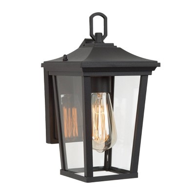 11.8" Metal/Glass Outdoor Wall Lamp Black - LNC