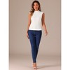Allegra K Women's Mock Neck Summer Knit Ribbed Sleeveless Blouse - 4 of 4