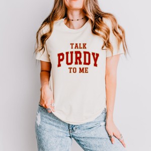 Simply Sage Market Varsity Talk Purdy To Me Short Sleeve Tee - S - Cream - 1 of 4
