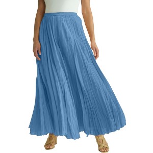 Jessica London Women's Plus Size Flowing Crinkled Maxi Skirt - 1 of 4