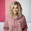 Dalix Butterfly Embroidered Fleece Cropped Hoodie Pullover Relaxed Fit Womens - 4 of 4
