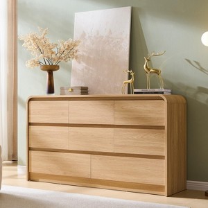 SinCiDo Modern 8 Drawer Dresser, Curved Profile Design, 55" Wide Mid Century Wood Storage Organizer for Bedroom, Living Room - 1 of 4