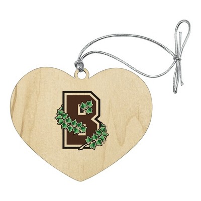 Brown University Secondary Logo Heart Love Wood Christmas Tree Holiday Ornament