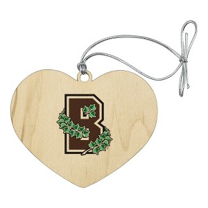 Brown University Secondary Logo Heart Love Wood Christmas Tree Holiday Ornament - 1 of 3