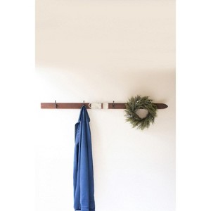 Wooden Ski Wall Coat Rack – Rustic Alpine Entryway Decor – 67"Tall by Kalalou - 1 of 4