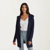 Anna-Kaci Women's Long Sleeve Knit Cardigan with Open Front Design, Relaxed Hood Detail and Soft Textured Fabric - 2 of 4