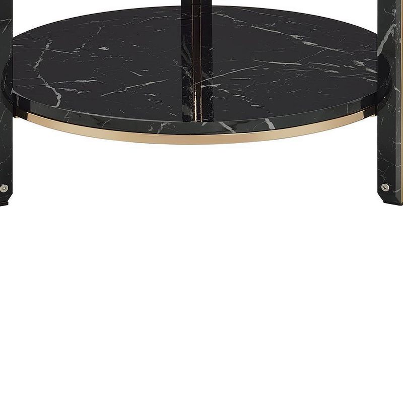 23&#34; Thistle Accent Table Clear Glass, Faux Black Marble Top and Champagne Finish - Acme Furniture, 5 of 9