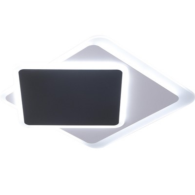 Modern LED Ceiling Light Fixture, Geometric Black and White Flush Mount Light for Bedroom Living Room
