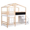 JANSNO Twin over Twin House Bunk Bed with Roof Windows, Blackboard & Storage Ladder Platform Bed Frame - 2 of 4