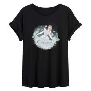 Women's - Disney Princess - Cinderella Flowers Oversized Graphic T-Shirt - 1 of 4