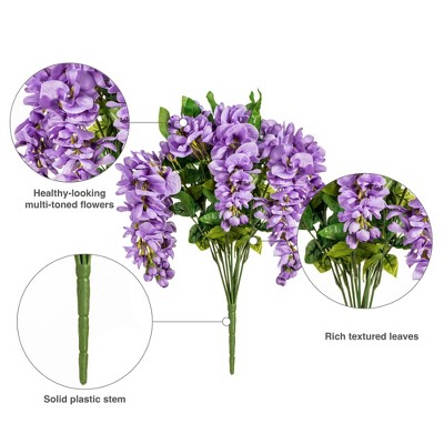 Lavender 19" Artificial Wisteria Bush with Green Leaves