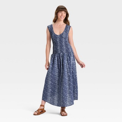 Women's Smocked Midi A-Line Dress - Universal Thread™