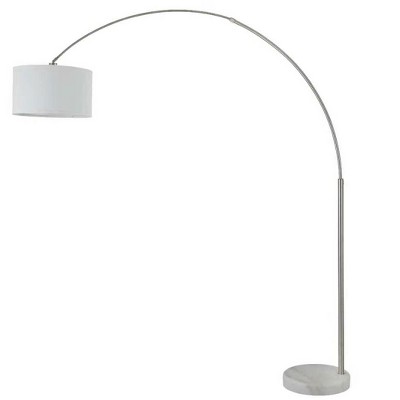 FC Design Modern 81" Tall Standing Adjustable Arched Floor Lamp with Drum Shade and Marble Base
