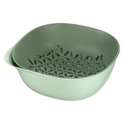 Unique Bargains Plastic Double-Layer Multifunctional Durable Colander Strainer Basket 1 Pc