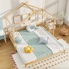 Tangkula Wooden House Bed Twin to King Daybed w/ Safety Rails & Decorable Roof - 2 of 4
