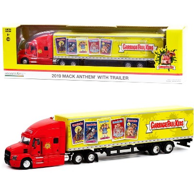2019 Mack Anthem 18-Wheeler Tractor-Trailer Red & Yellow "Garbage Pail Kids" "Hobby Exclusive" 1/64 Diecast Model by Greenlight