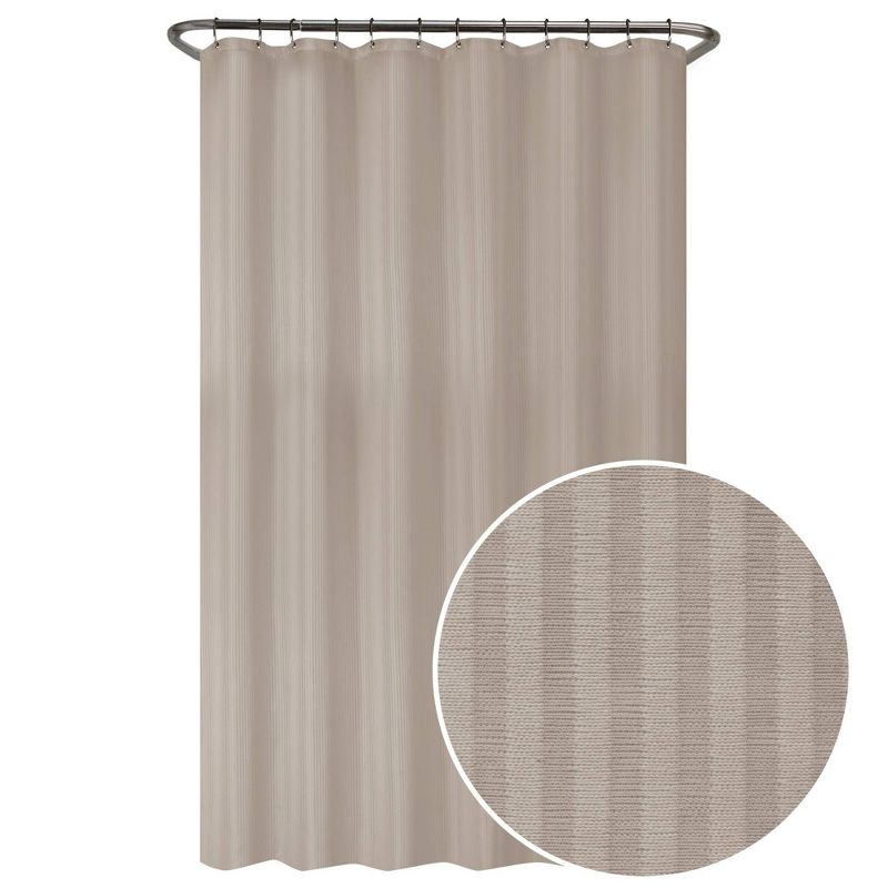 1pk Waterproof Striped Fabric Shower Curtain Liner Linen - Zenna Home, 1 of 7