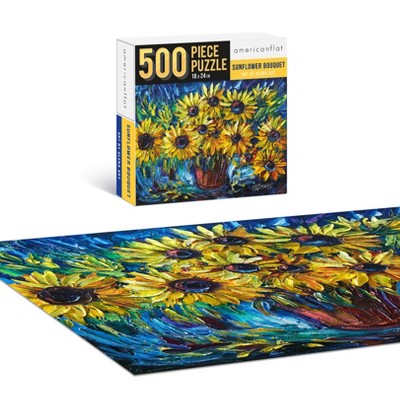 Americanflat 500 Piece Jigsaw Puzzle, 18x24 Inches, "Sunflowers" Artwork by OLena Art