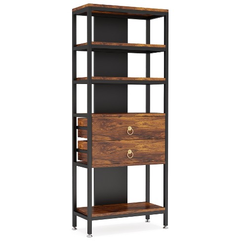 Tribesigns 5-Tier Bookshelf, Industrial Tall Bookcase Book Shelf Organizer  Freestanding Open Display Shelves for Bedroom Living Room Home Office