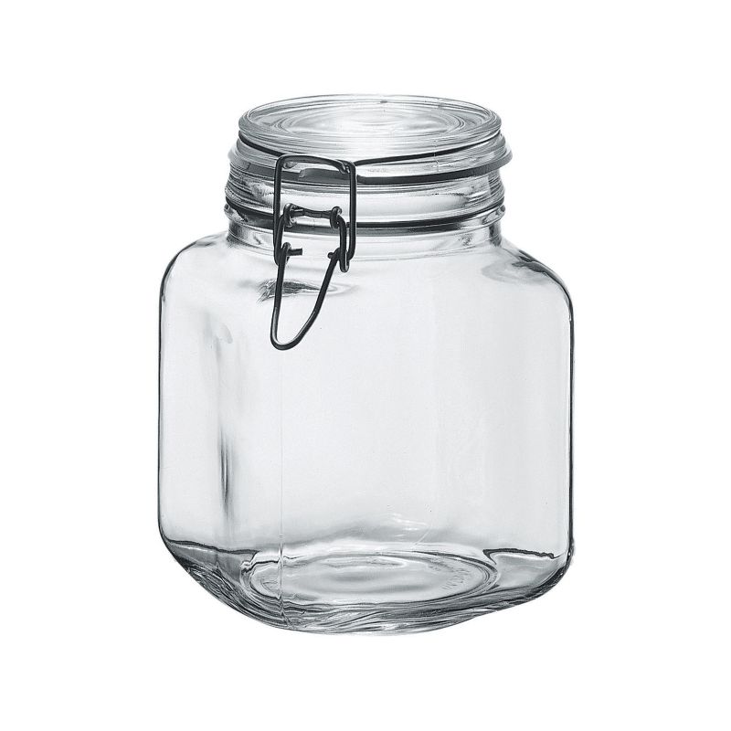 Amici Home Glass Hermetic Preserving Canning Jar Italian, Airtight Clamp Lids, Kitchen Canisters for Flour, Cereal, Coffee, Pasta, 2-Piece, 58 oz., 2 of 7