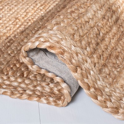 Handwoven Natural Fiber 6' Square Braided Stripe Area Rug