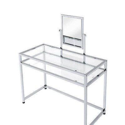 Coleen Chrome Vanity Set with Glass Top and Mirror