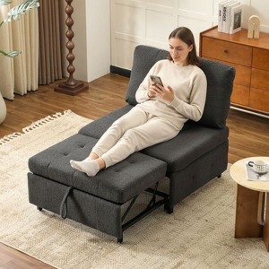 Karl Home |Teddy Fleece Armless Sleeper Chair Sofa Bed Space-Saving Pull-Out Chair Bed For Small Spaces - 1 of 4