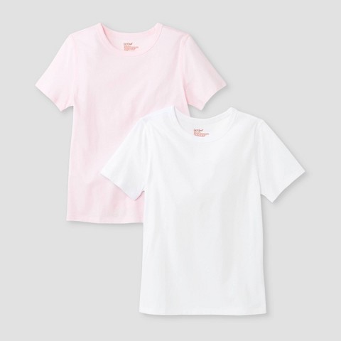 Cat & Jack Kids' 2pk Adaptive Short Sleeve T-Shirt - Cat & Jack™ White M: Sensory Friendly, Cotton Blend, Crew Neck, Machine Washable