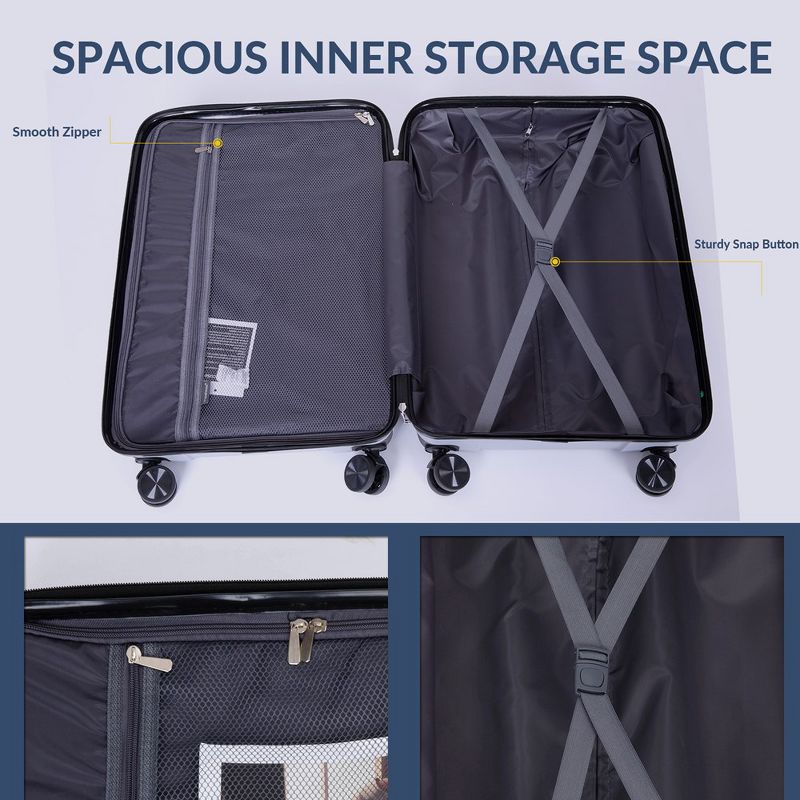 3 Piece Luggage Set,Hardshell Suitcase Set with Spinner Wheels & TSA Lock,Expandable Lightweight Travel Luggage, 5 of 9
