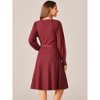 Seta T Women's V Neck Tie Waist Casual Long Sleeve Pleated Knit A-Line Sweater Dress - 4 of 4